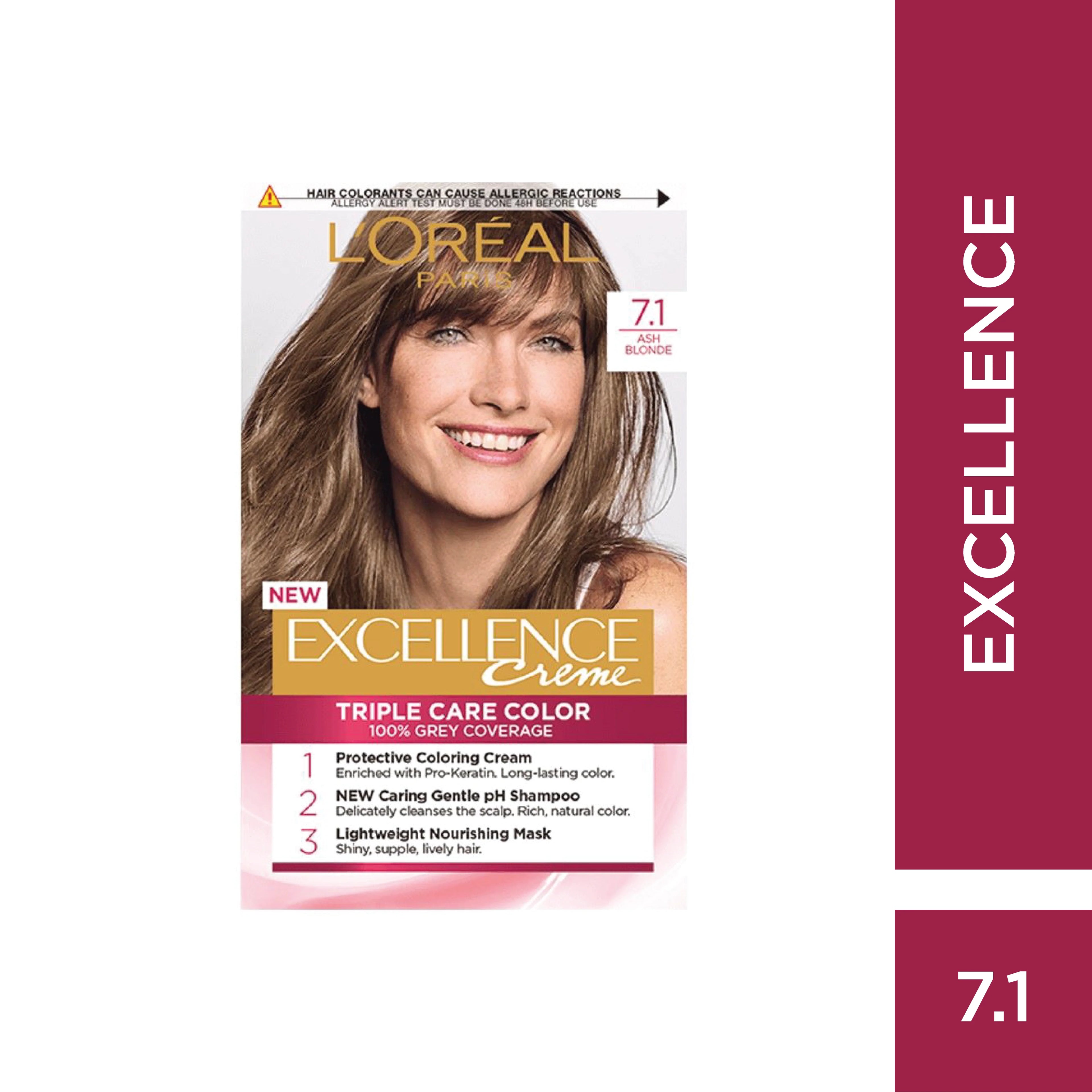 Loreal Excellence Hair Color Cream (No 7.1) -Ash Blonde أشقر رمادي