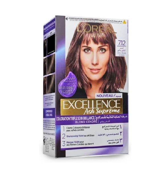 Loreal Excellence Hair Color Cream (No 7.12) -Pearl Ash Blonde أشقر لؤلؤي رمادي