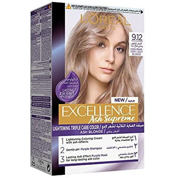 Loreal Excellence Hair Color Cream (No 9.12) -Very Light Ash Beige Blonde أشقر بيج رمادي فاتح