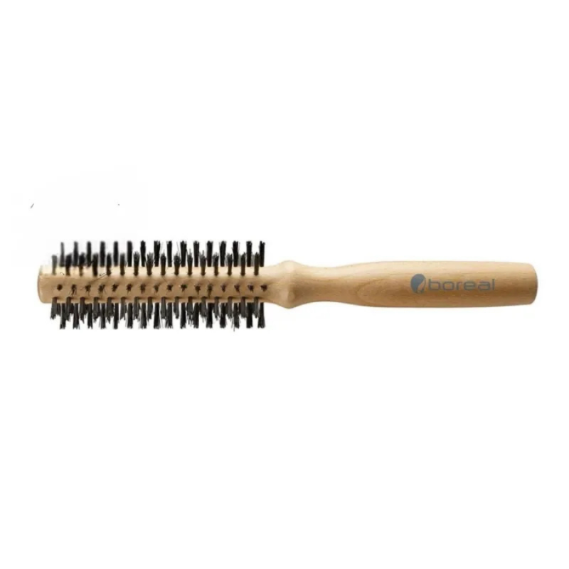 Boreal Medium Roller Hair Brush -Pure Bristle رشاة الشعر بمقبض خشبي بأسنان نقية ومتوسطة