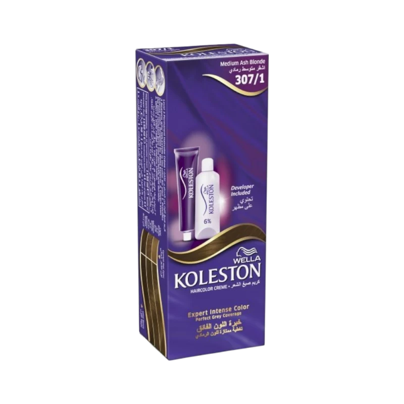 Wella Koleston Color Cream (307/1-Medium Ash Blonde) أشقر رمادي متوسط
