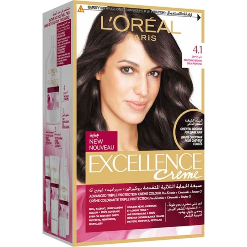 Loreal Excellence Hair Color Cream (No 4.1) -Deep Brown بني عميق