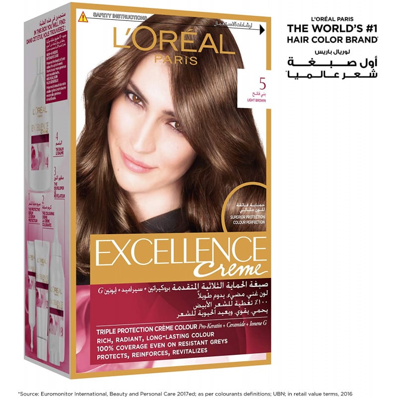 Loreal Excellence Hair Color Cream (No 5) -Light Brown بني فاتح