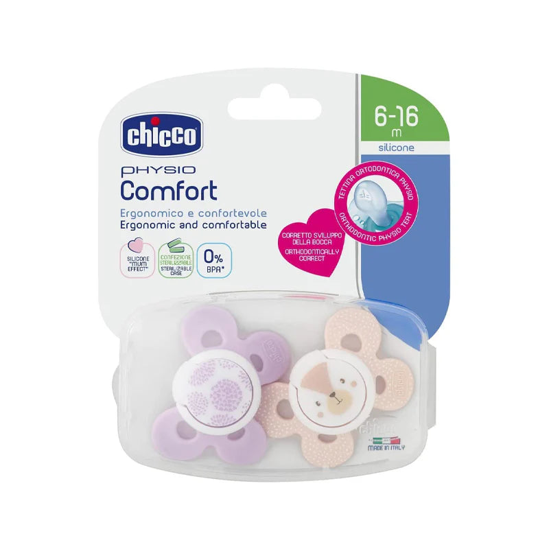 Chicco Physio Comfort Silicone Pacifier (6-16M Girl) لهاية شيكو