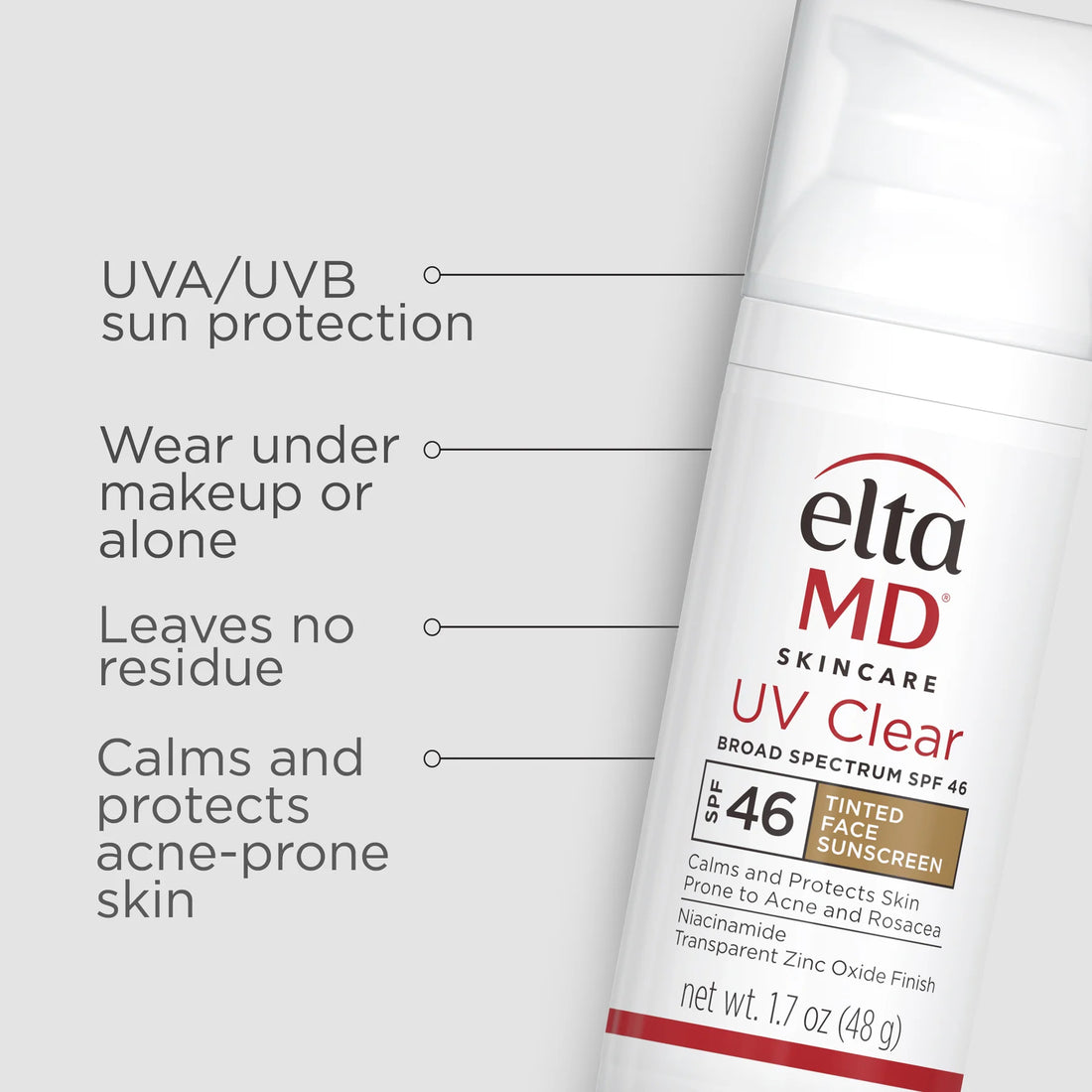 EltaMD UV Clear SPF46 Tinted 48g واقي شمس للبشرة الحساسة