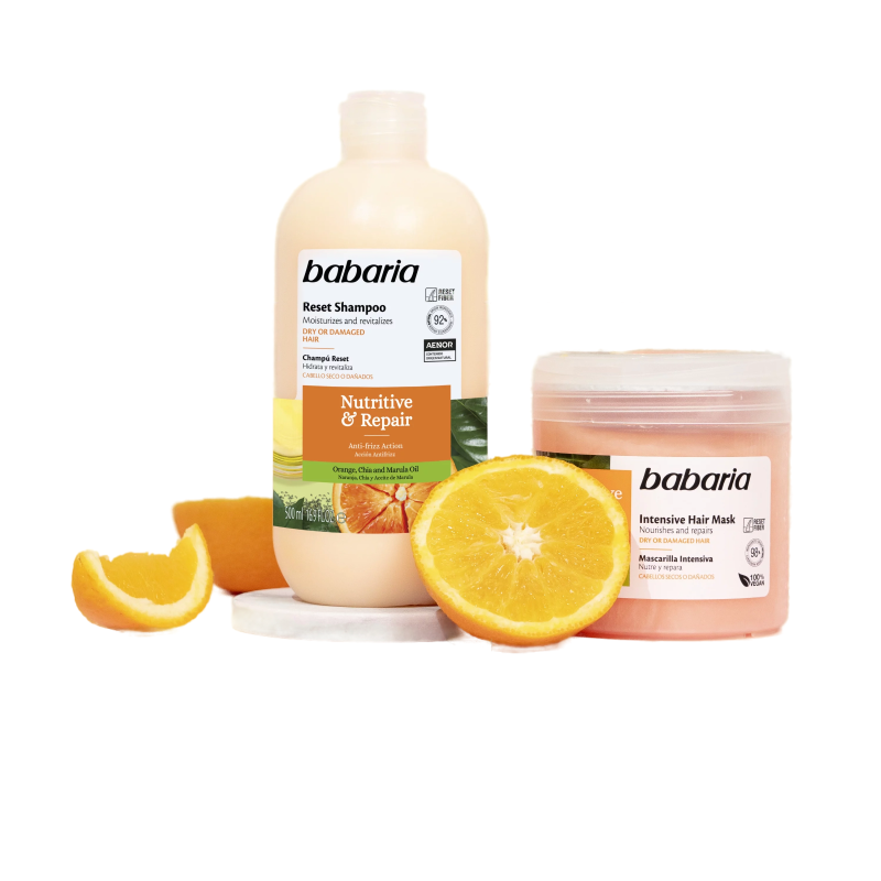 Babaria Nutre & Repair Shampoo 500ml+ Hair Mask 400ml Offer عرض شامبو وماسك لإصلاح الشعر وتغذيته