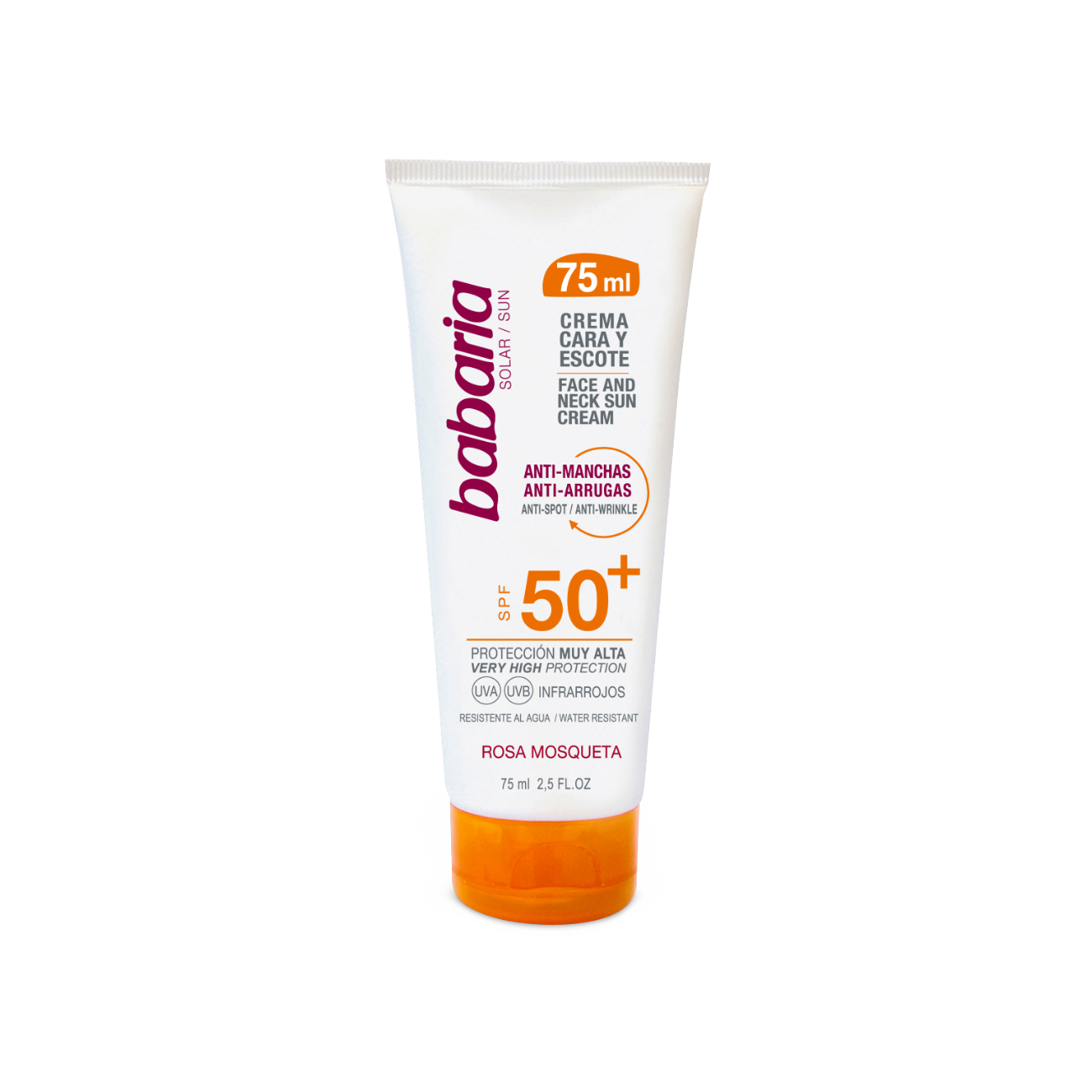 Babaria Rosehip Spf50+ Cream 75ml واقي شمس مضاد للتجاعيد والتصبغات