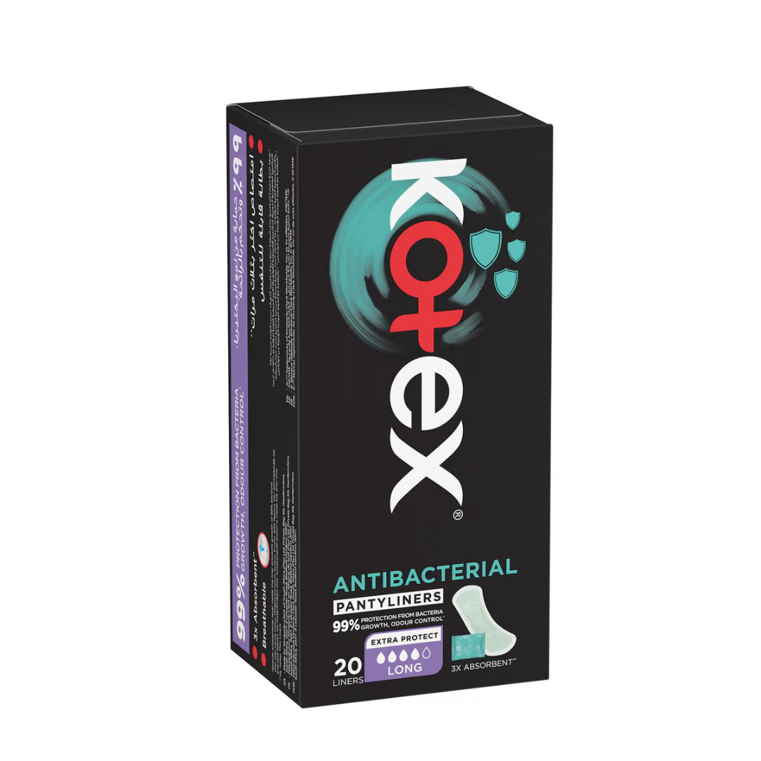 Kotex Everyday Pantyliners Anti-Bacterial 20 فوط قطن رقيقة يومية مضادة للبكتيريا