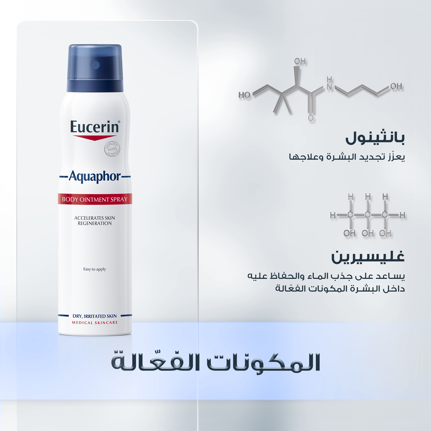 Eucerin Aquaphor Body Spray Balm 250ml بخاخ مهدئ مرطب ومرمم للجسم