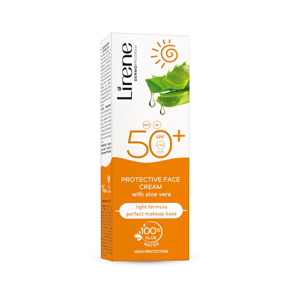 Lirene Aloe Vera Spf50+ Cream 50ml واقي شمس بالصبار