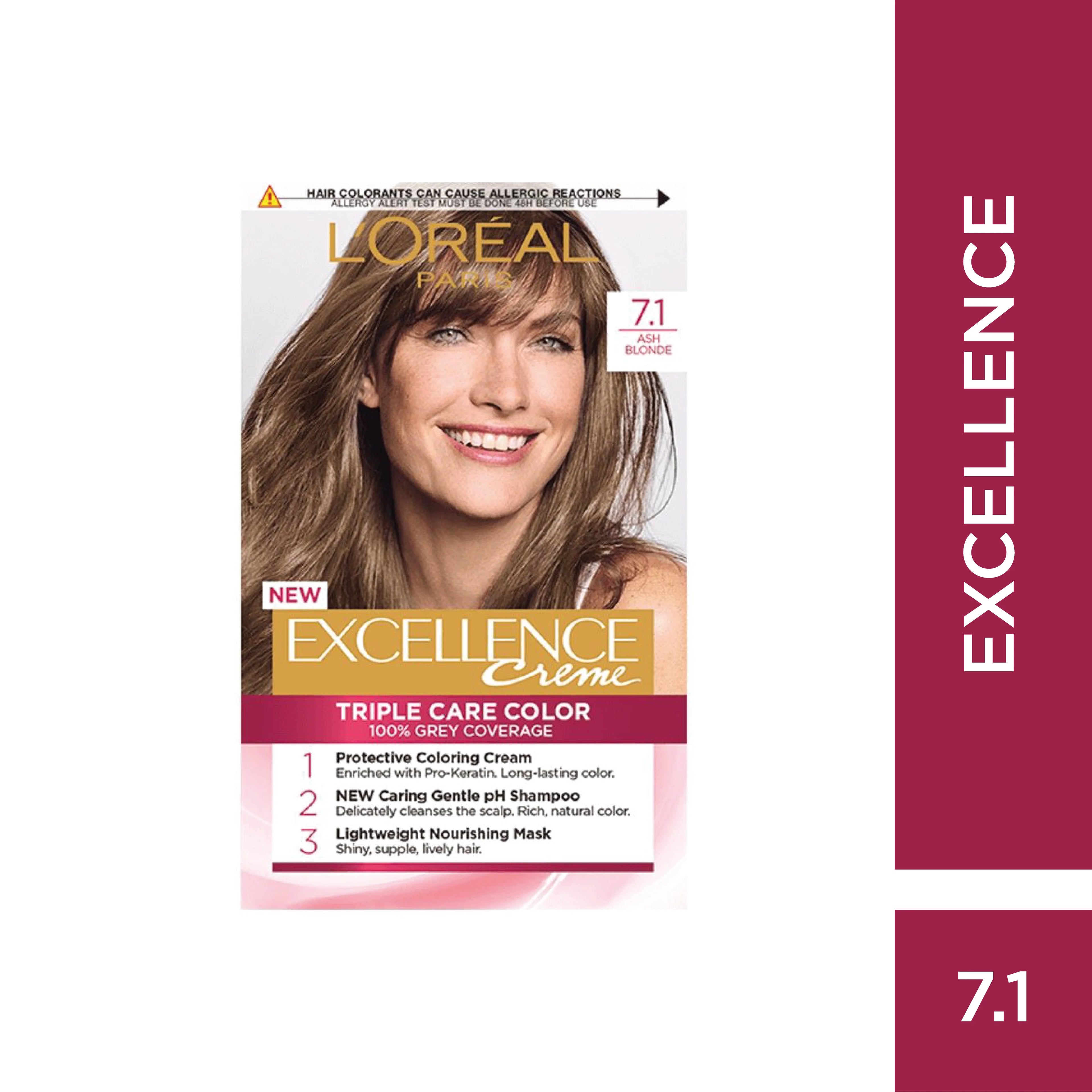 Loreal Excellence Hair Color Cream  (No 7.1) -Ash Blonde أشقر رمادي