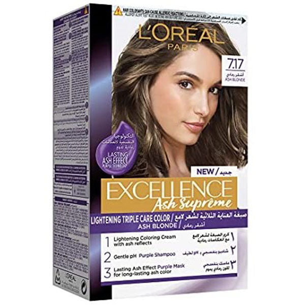 Loreal Excellence Hair Color Cream  (No 7.17) -Ash Blonde أشقر رمادي