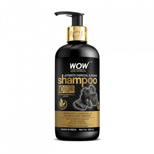 Wow Keratin Shampoo 300ml شامبو بالفحم والكيراتين