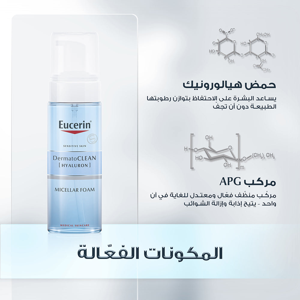 Eucerin DermatoClean Micellar Cleansing Foam 150ml غسول رغوي