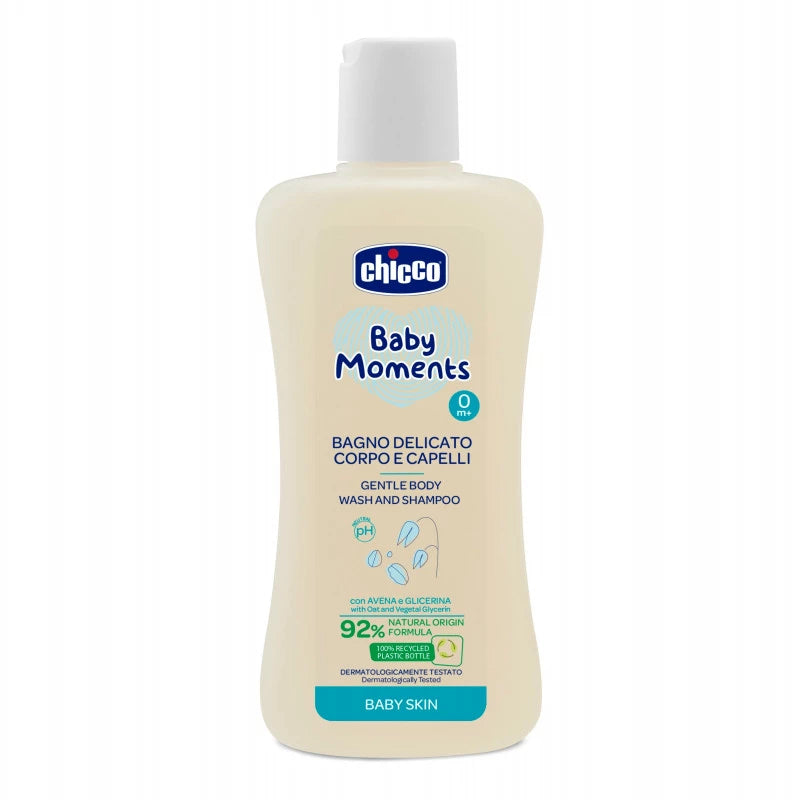 Chicco Baby Moments Gentle Body Wash &amp; Shampoo 200ml غسول وشامبو للأطفال