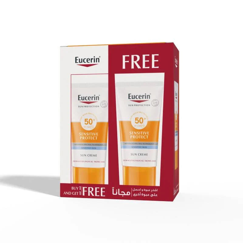 Offer Eucerin Sensitive Protect Spf50+ Cream 50ml Buy 1 Get 1 Free  واقي شمس للبشرة الجافة والحساسة