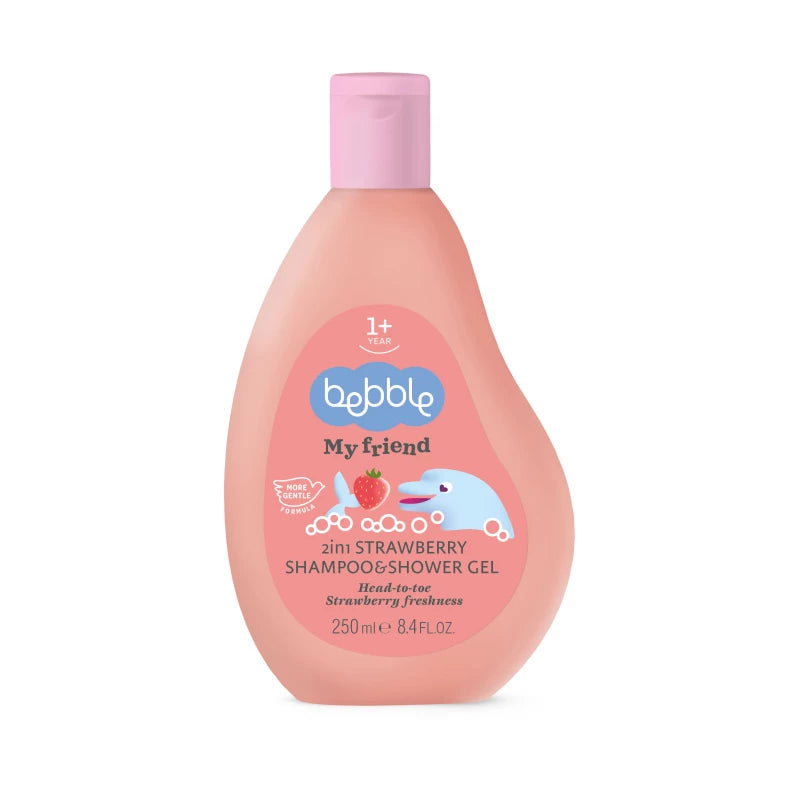 Bebble My Friend 2 in 1 Strawberry Shampoo &amp; Shower Gel 250ml شامبو وجل للاستحمام برائحة الفراولة للأطفال