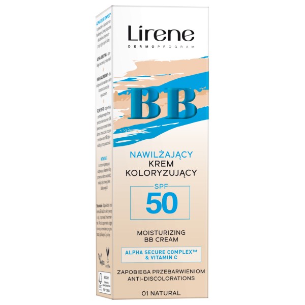 Lirene Spf50+ Moisturizing BB Cream 50ml (01 Natural) كريم سي سي واقي شمس