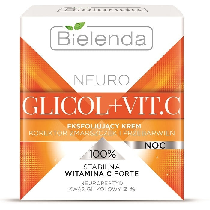 Bielenda Neuro Glycol+Vit C Night Cream 50ml كريم ليلي مقشر للتجاعيد وتغير اللون