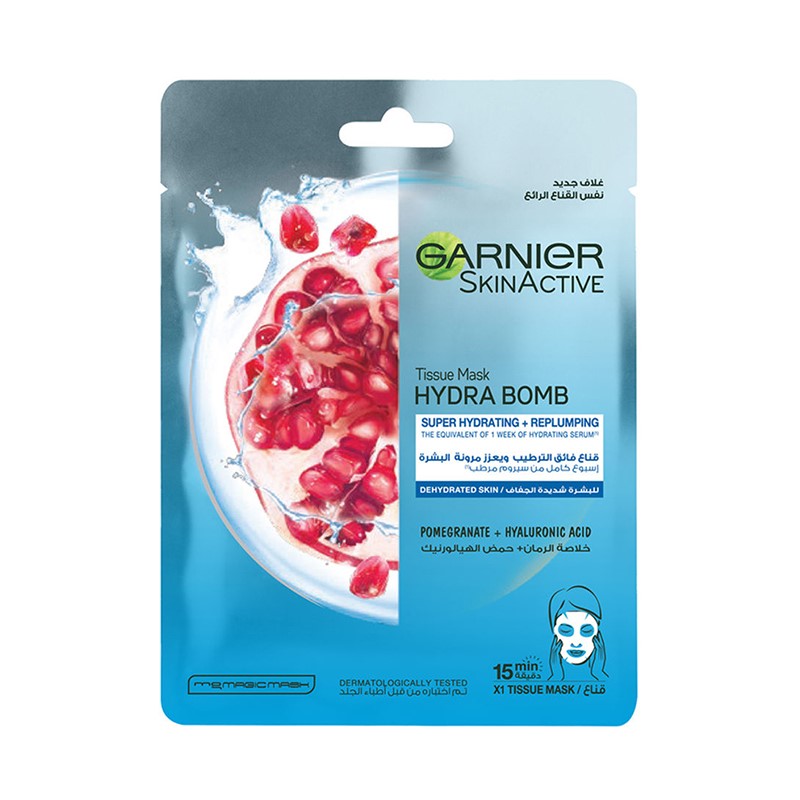 Garnier Hydra Bomb Pomegranate Tissue Mask 1Pc ماسك الترطيب بخلاصة الرمان