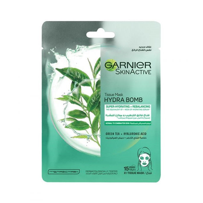 Garnier Hydra Bomb Green Tea Tissue Mask 1Pc ماسك الترطيب بالشاي الأخضر