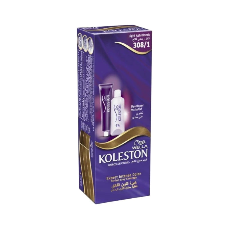 Wella Koleston Color Cream (308/1-Light Ash Blonde) أشقر رمادي فاتح