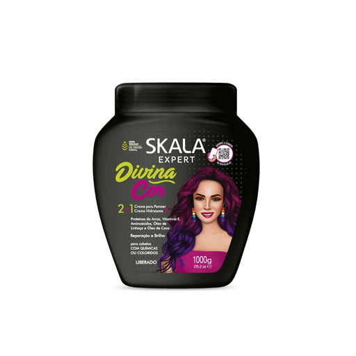 Skala Divina Cor 2 in 1 Hair Cream 1000g -Black شامبو للشعر المعالج كيميائيًا أو الشعر المصبوغ