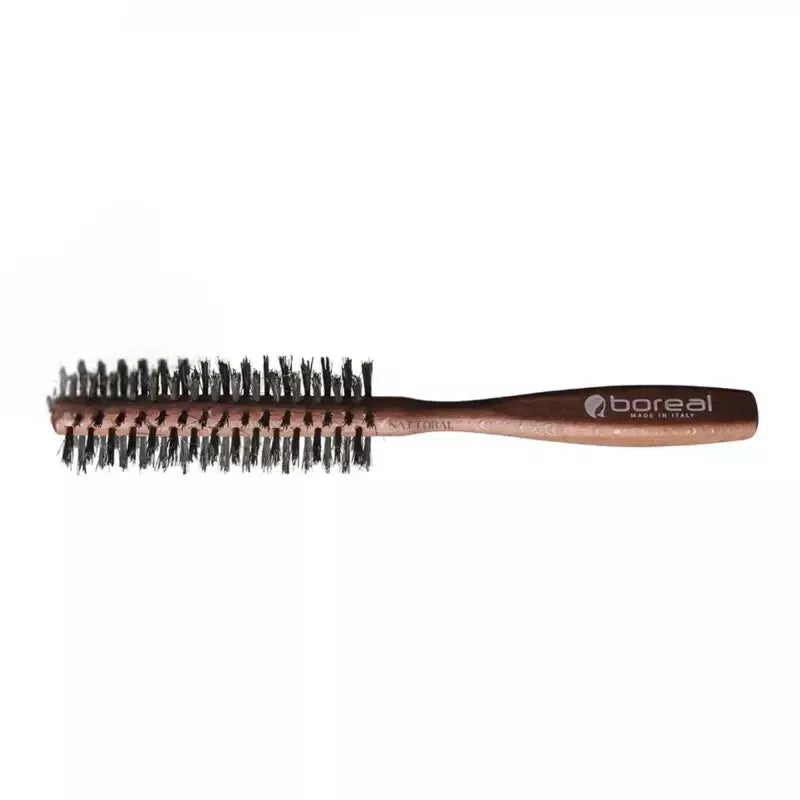 Boreal Thin Roller Wooden Hair Brush -Natural Bristle فرشاة الشعر رقيقة بمقبض خشبي