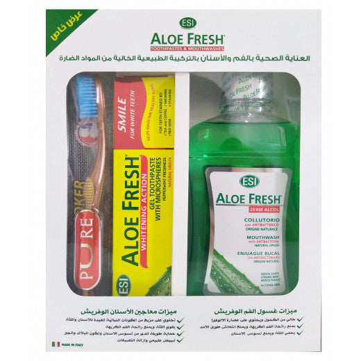 Offer Aloe Fresh Mouth Wash 500ml+ Smile Tooth Paste 100ml+ Wow Charcoal Tooth Brush Offer  بكج العناية بالاسنان