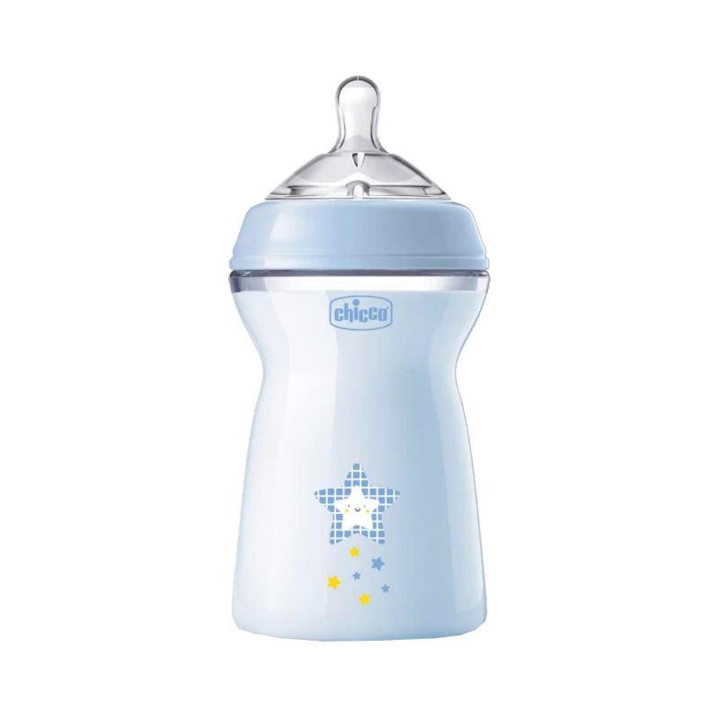 Chicco Natural Feeling Feeding Bottle 330ml (+6m Blue) رضاعة للأطفال