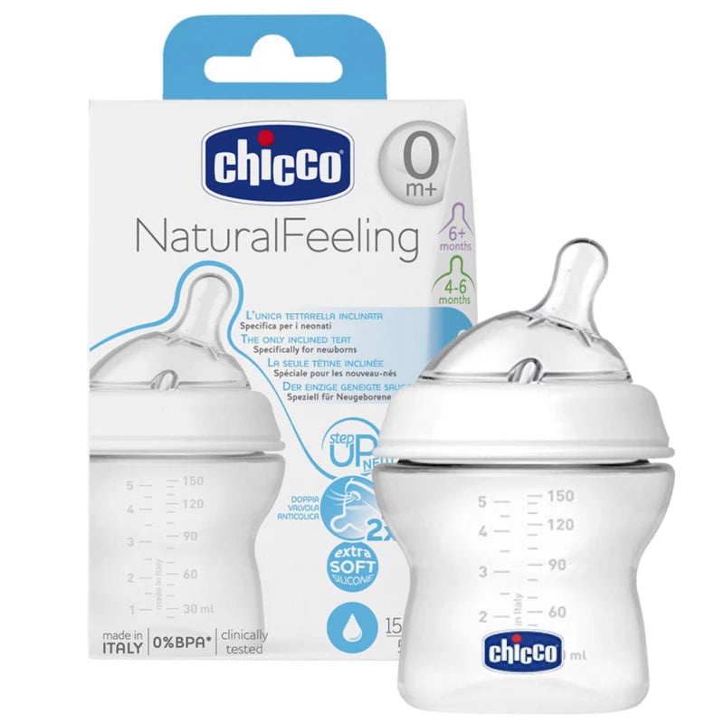 Chicco Natural Feeling Feeding Bottle 150ml (+0m Regular) رضاعة للأطفال