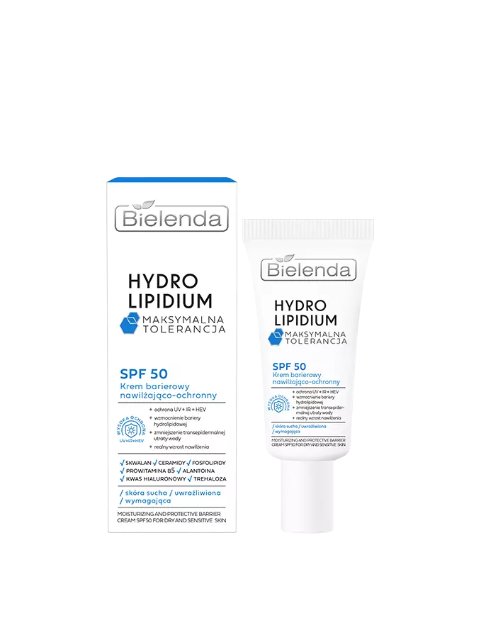 Bielenda Hydro Lipidium Spf50+ Moisturising Cream 50ml واقي شمس للبشرة الجافة والحساسة