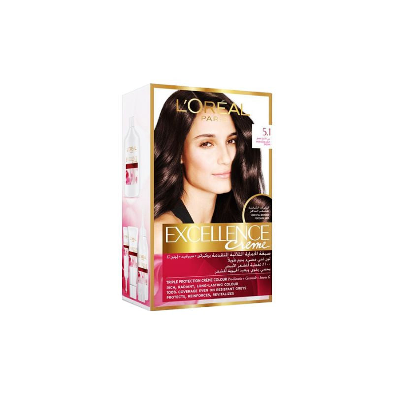 Loreal Excellence Hair Color Cream  (No 5.1) -Medium Ash Brown بني رمادي