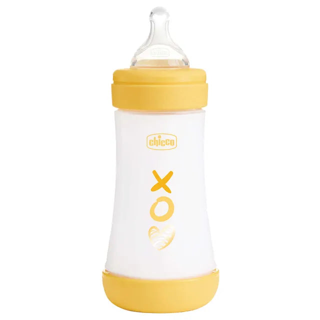 Chicco Perfect5 Baby Bottle 240ml (+2M Medium/Yellow) رضاعة للأطفال