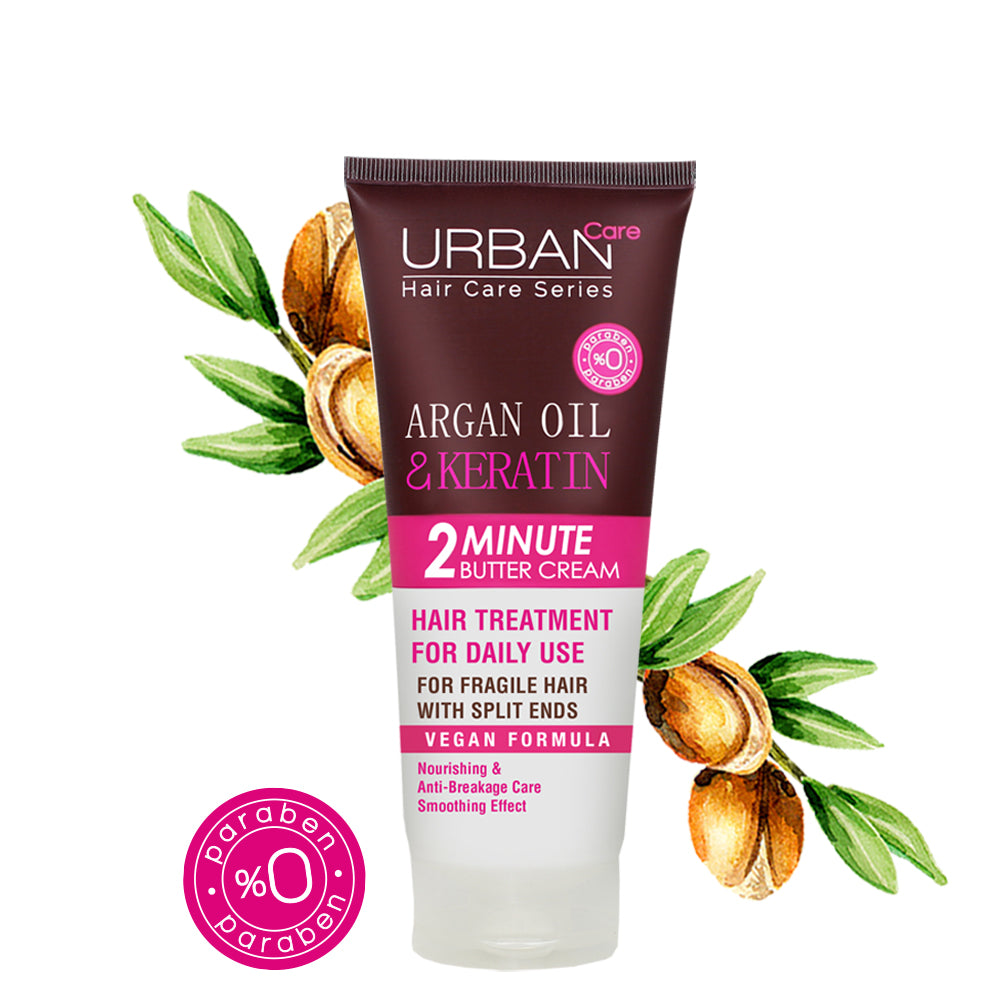 Urban Care Argan Oil &amp; Keratin 2 Minute Butter Cream 200ml كريم الزبدة بالأرغان والكيراتين للشعر