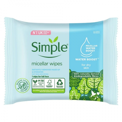 Simple Micellar Wipes 20 Pcs مناديل مبللة