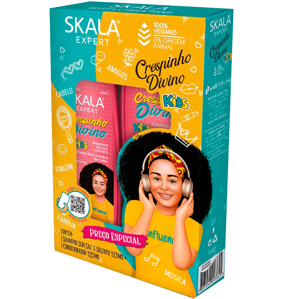 Skala Crespinho Divino Kit ( Shampoo &amp; Conditioner) بكج للعناية بالشعر الكيرلي