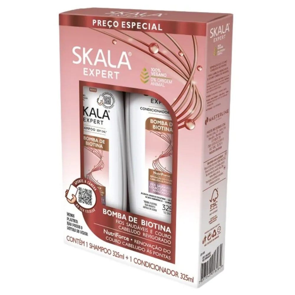 Skala Bomba De Biotina Kit ( Shampoo &amp; Conditioner) بكج للعناية بالشعر بالبيوتين