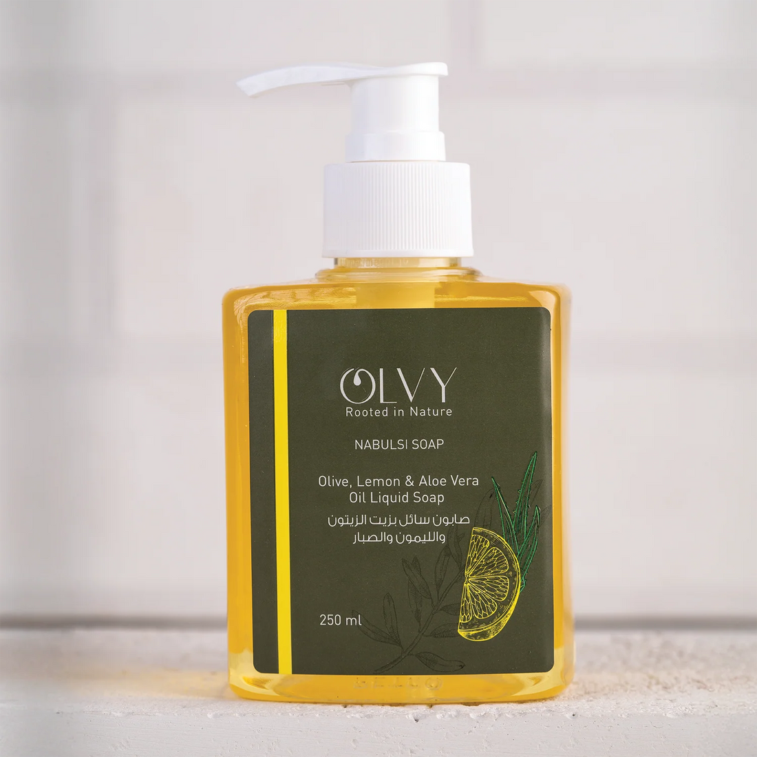Olvy Olive, Lemon &amp; Aloe Vera Oil Liquid Soap 250ml صابون نابلسي