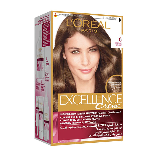 Loreal Excellence Hair Color Cream  (No 6) -Dark Blonde أشقر غامق