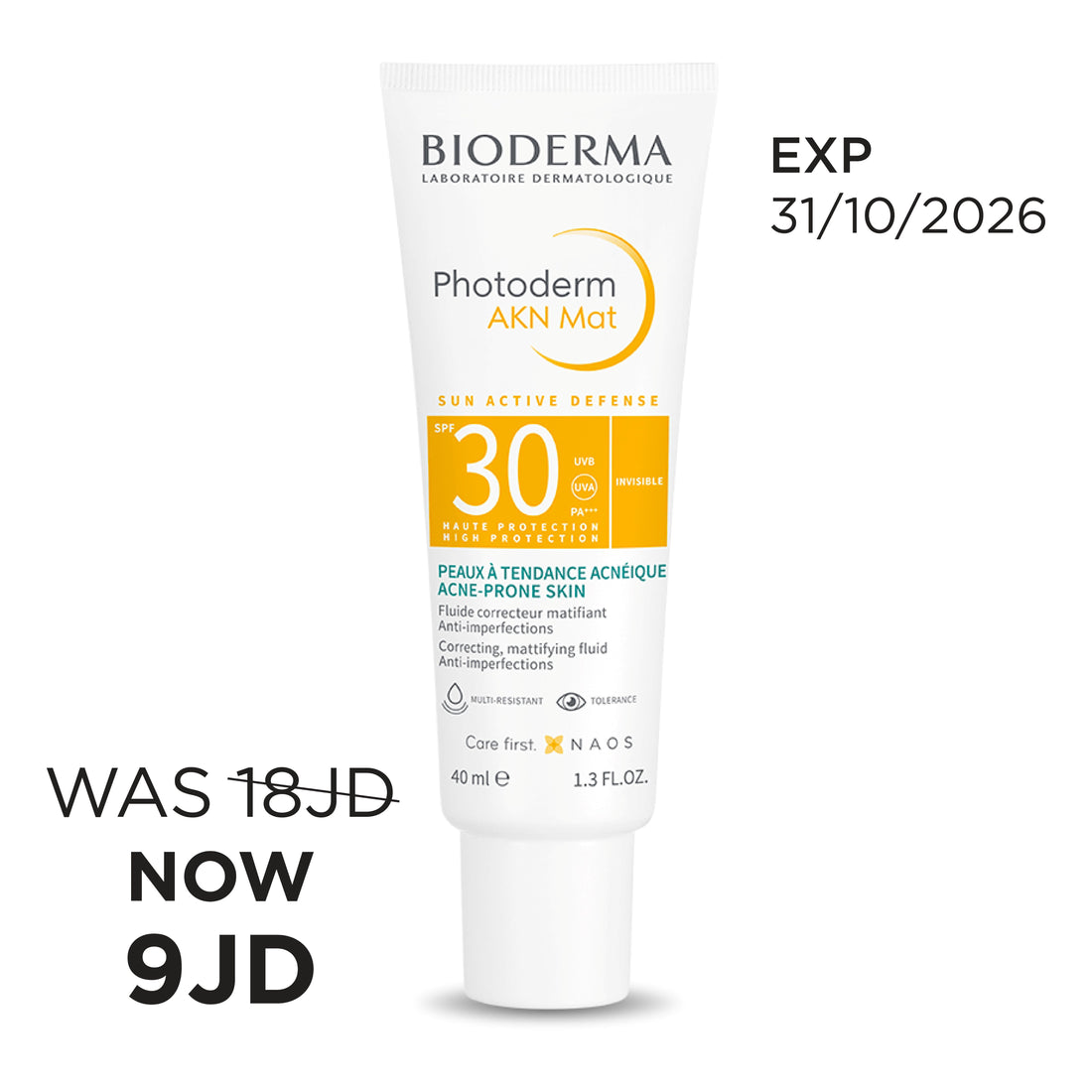 Bioderma Photoderm AKN Mat Spf30 Matifying Fluid 40ml واقي شمس للبشرة المعرضة للشباب