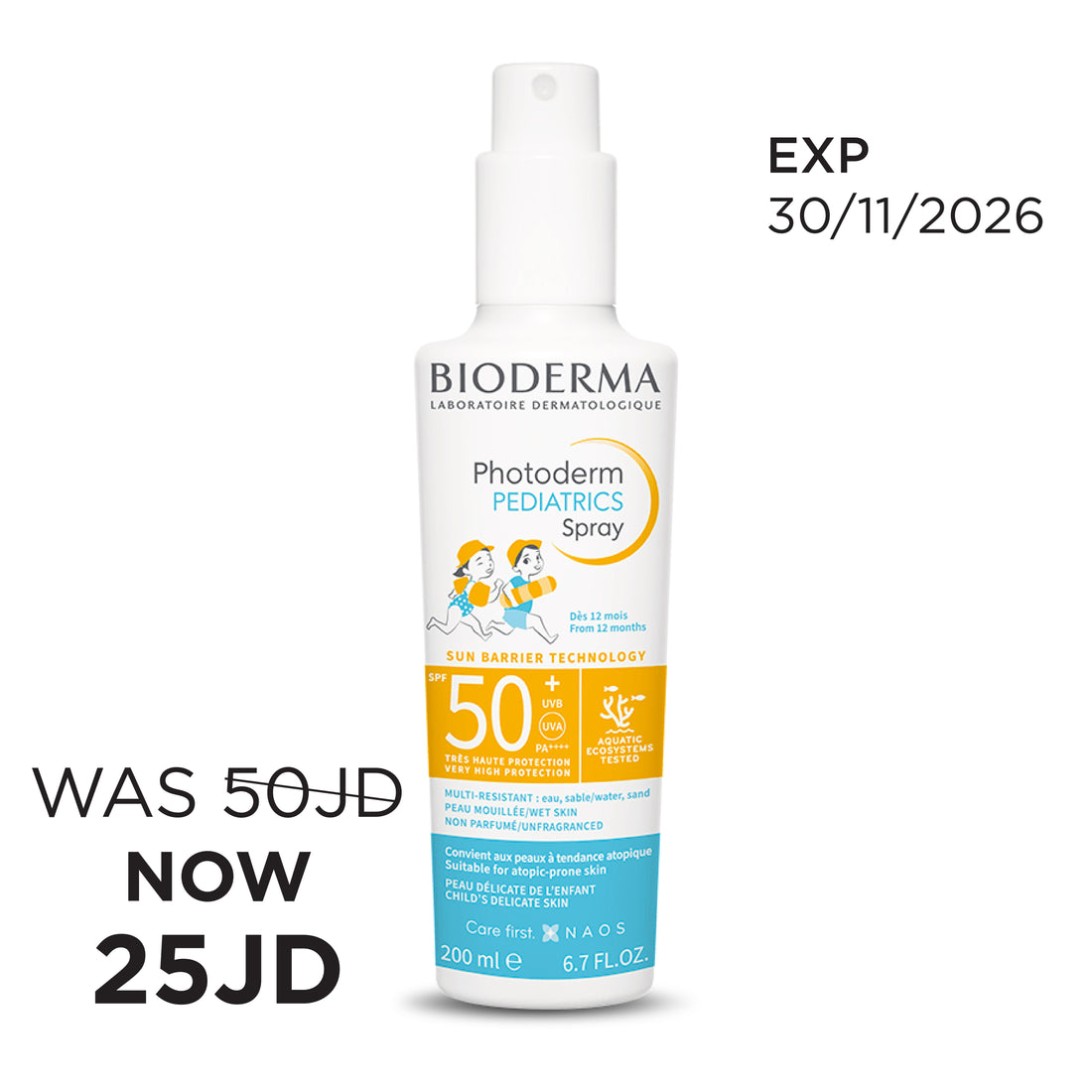 Bioderma Photoderm Pediatrics Spf50+ Spray 200ml بخاخ واقي شمس للأطفال