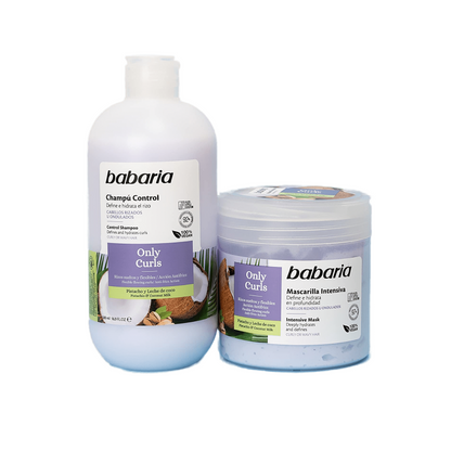 Babaria Curly Shampoo 500ml+ Hair Mask 400ml عرض الشامبو والماسك للشعر الكيرلي والمجعد