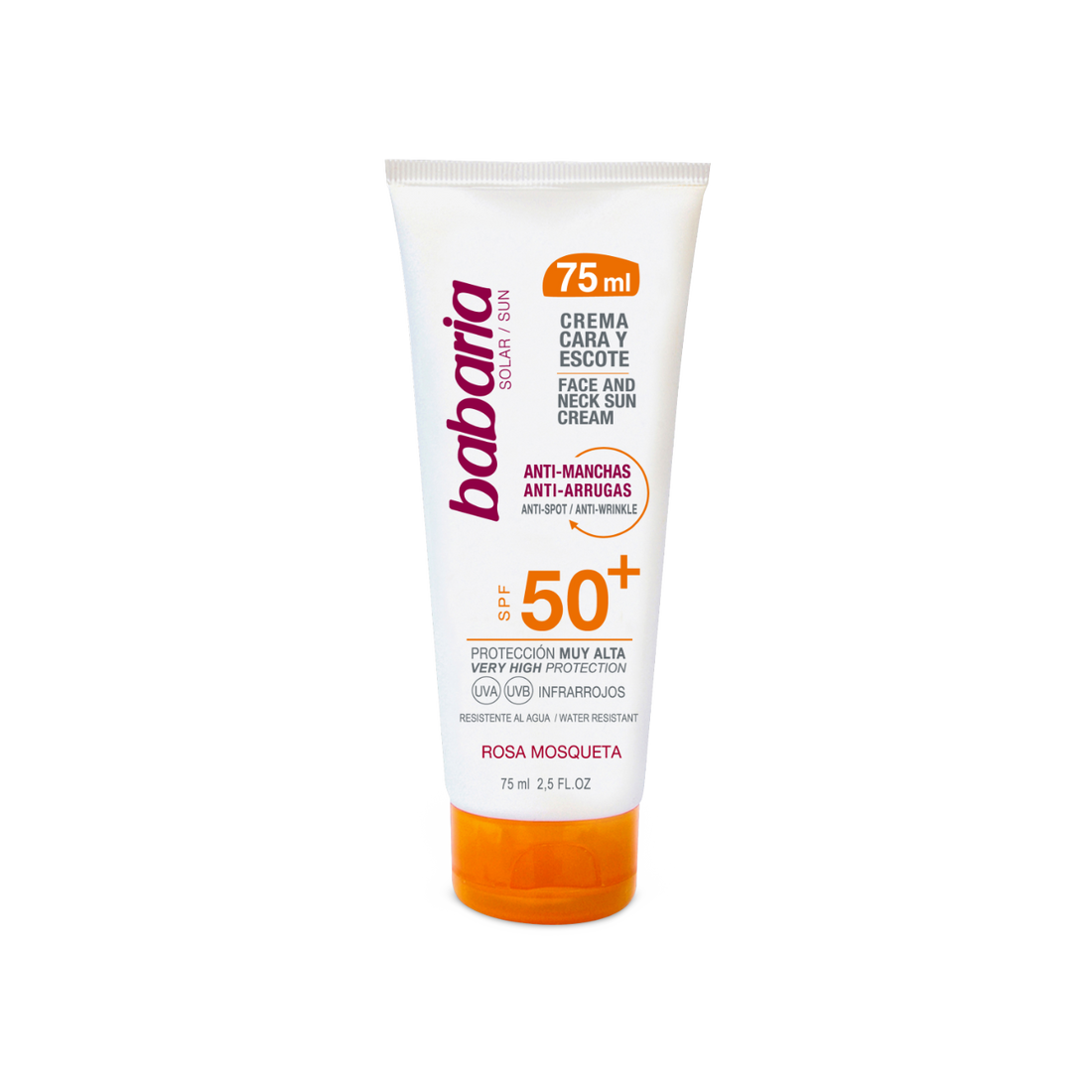 Babaria Rosehip Spf50+ Cream 75ml واقي شمس مضاد للتجاعيد والتصبغات