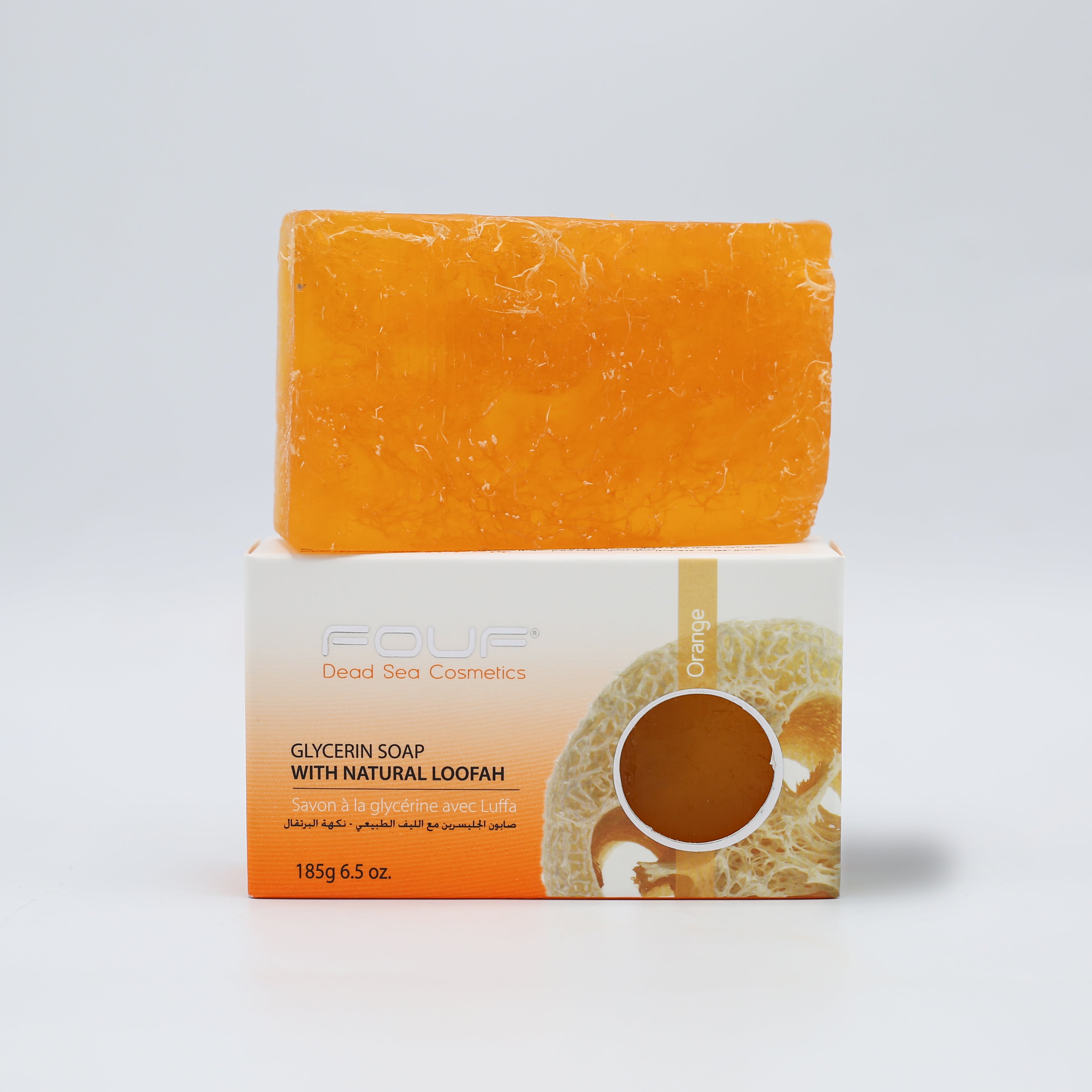 Fouf Glycerin Soap 185g With Loofah (Orange)  صابون الجلسرين (برتقال)