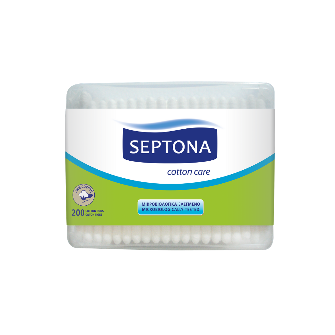 Septona Cotton Buds Rectangular Box 200Pcs قطن لتنظيف الاذن