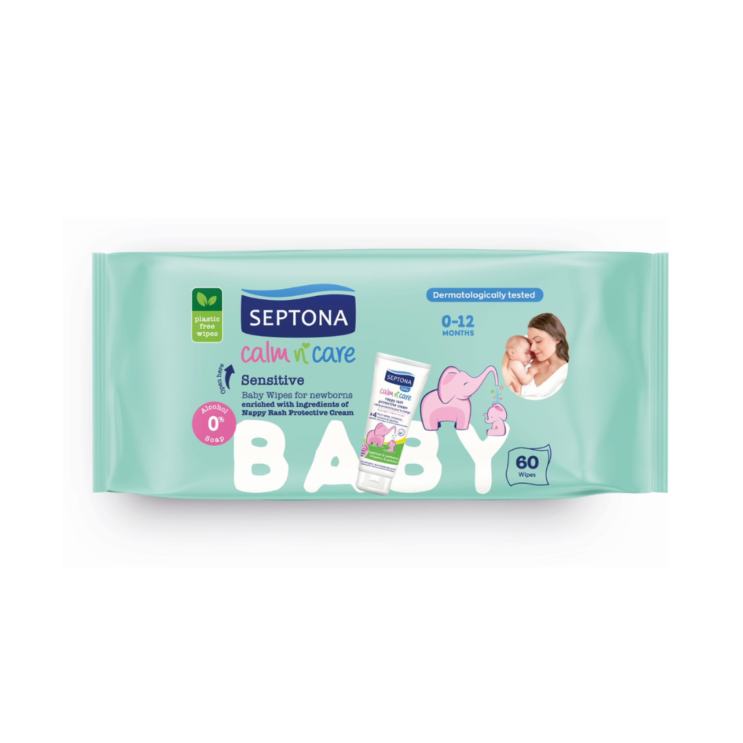 Septona Sensitive Baby Wipes 60 Pcs مناديل مبللة للبشرة الحساسة