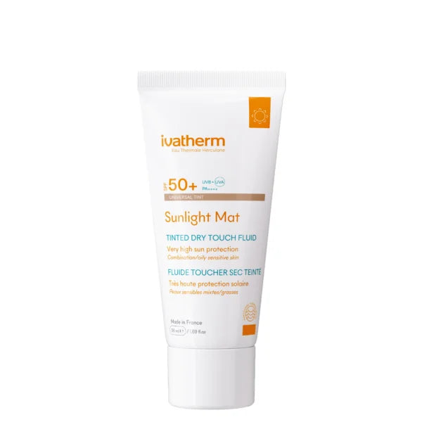 Ivatherm Sunlight Mat Dry Touch Tinted Fluid  Spf50+ 50ml واقي شمس للبشرة المختلطة والدهنية