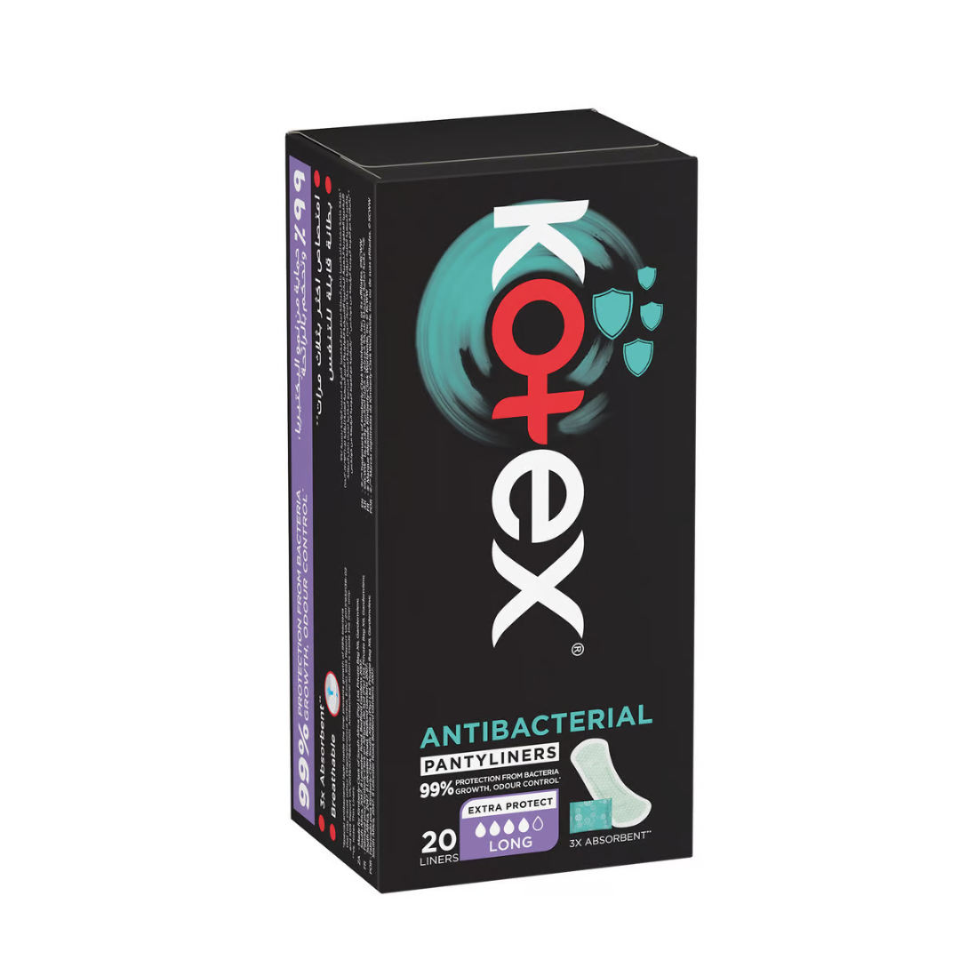 Kotex Everyday Pantyliners Anti-Bacterial 20  فوط قطن رقيقة يومية مضادة للبكتيريا