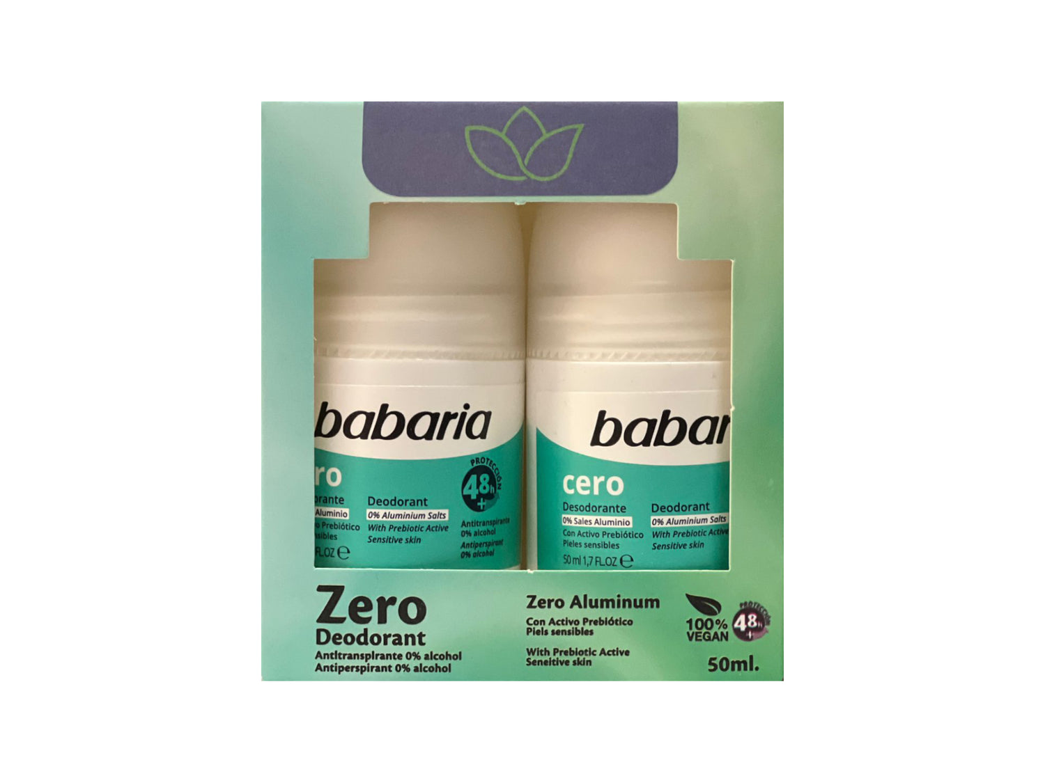 Babaria Zero \ Cero Deo Roll On 50ml 2 Pcs offer عرض قطعتين مزيل عرق